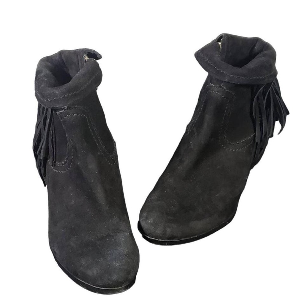 Sam Edelman Louie Fringe-Trimmed Ankle Boots Size 8M